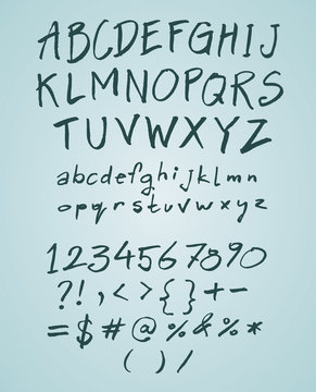 Vector hand drawn doodle font with numbers