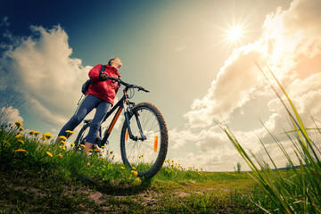 Hiker with bike