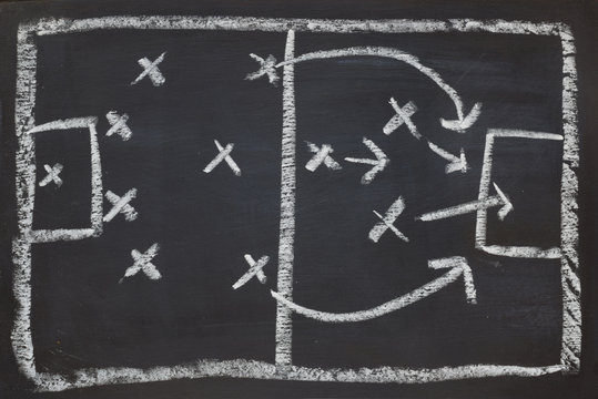 football plan on black chalk board