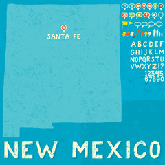 Map of New Mexico with icons