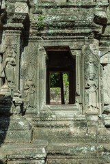 bas-reliefs of devatas of the prasat of the temple of chau say tevoda in siam reap, cambodia
