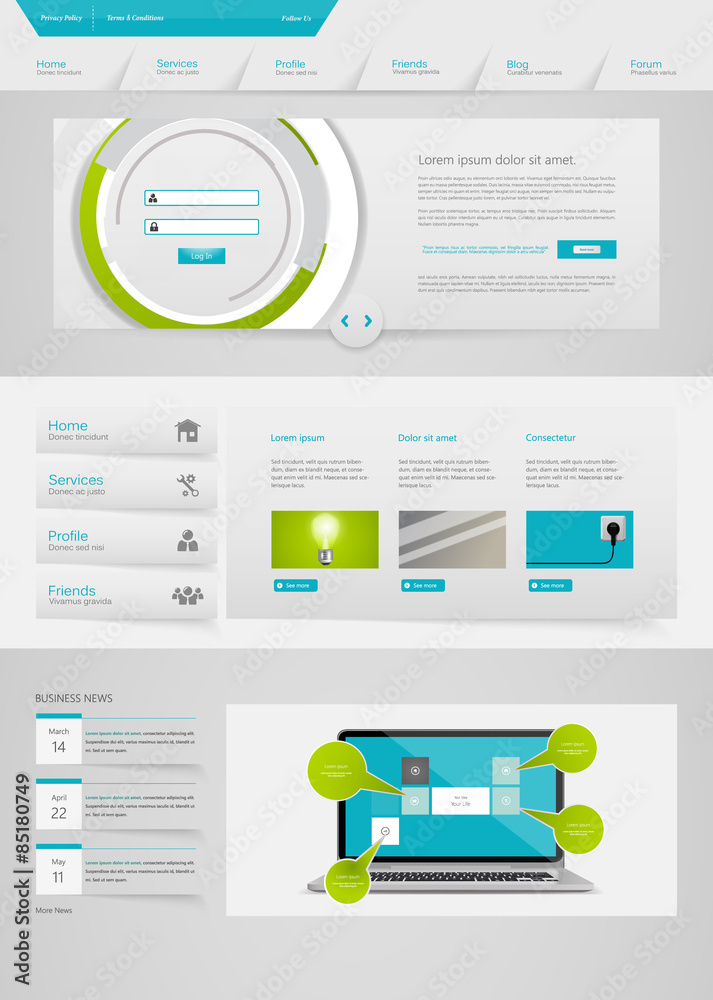 Poster website design template vector eps 10