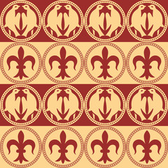 Fototapeta na wymiar Gothic seamless pattern with birds. Royal elements in a medieval style. Ornament for a tiles and mosaics. Vector illustration