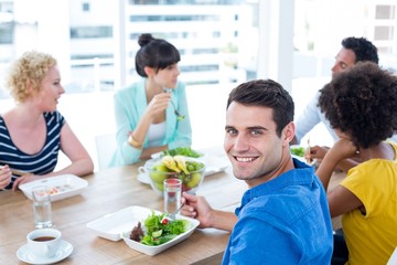 Businessman having lunch