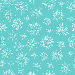 Vector hand drawn Christmas Snowflakes pattern.