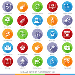 SEO Internet And Development Long Shadow Flat Icon Set 01