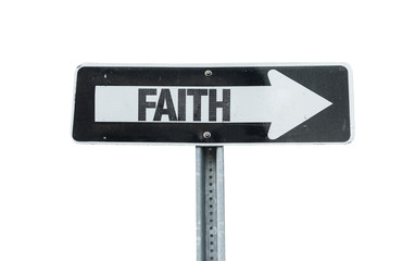 Faith direction sign isolated on white