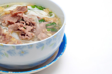 Pho or Vietnamese rice vermicelli noodle with beef 