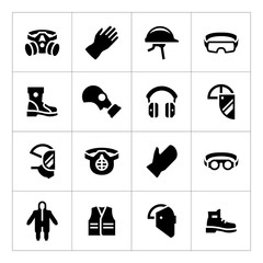 Set icons of personal protective equipment