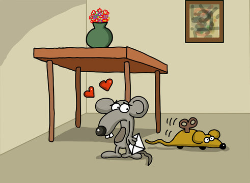 Cartoon about little mouse in love