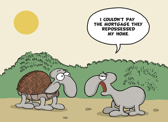 Naklejka premium Funny cartoon about animals and mortgage