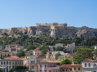 Fototapeta na wymiar View of Acropolis hill in Athens, Greece