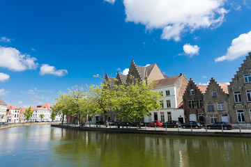 Fototapeta na wymiar Classic view of channels of Bruges. Belgium