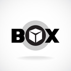 Box word sign with simple image of a box. - 85187341