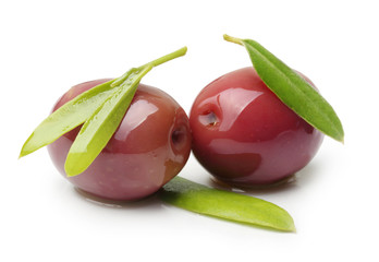 Olives with leaves isolated