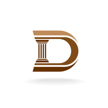 Letter D with column integrated sign. Lawyer, business, architec