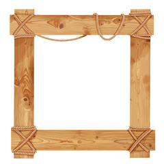 Wooden frame fastened together with ropes