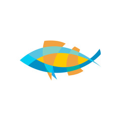 Fish logo template. Color lines with flattened transparency.