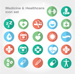 Medical and Healthcare flat round icon set