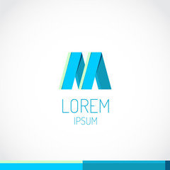 Trendy flat colors M letter logo template