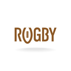 Rugby word with U like a ball shape logo template