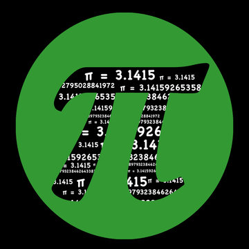 Green Pi symbol typography with 3.1415 repeated inside the symbol