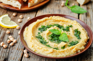 lemon hummus with Basil dressing