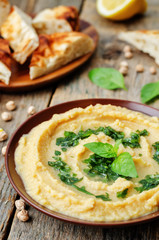 lemon hummus with Basil dressing