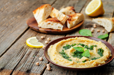 lemon hummus with Basil dressing