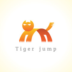 Tiger in a jump stylize logo