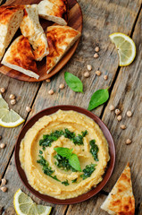 lemon hummus with Basil dressing
