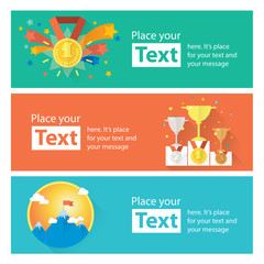 Vector success and win concept banners.