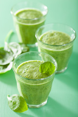 healthy green smoothie with spinach leaves