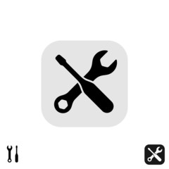 Screwdriver and wrench tools vector icon. Service or options sig
