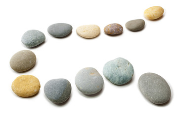 Snaking Line of Twelve Pebbles Steps Isolated