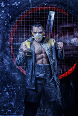 Fototapeta premium Men in the dust