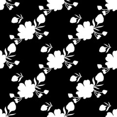 Seamless floral pattern with tropical flowers. Vintage print.