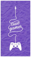 Gamepad with Cable in the Shape of a Text Message on Textured Paper Background © BearAtSki