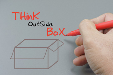 Hand Writing Think Outside Box - Business Concept