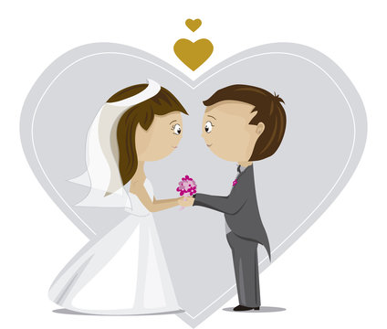 Noivos - Casal vestidos para o casamento