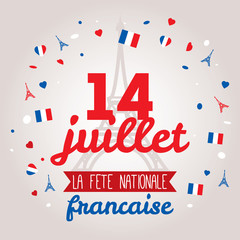 Greeting card design for The Bastille Day 14 july