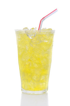 Glass Lemon Lime Soda with Drinking Straw
