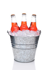 Strawberry Soda Bottles in Bucket
