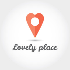 Map pointer in the form of heart icon. Vector illustration