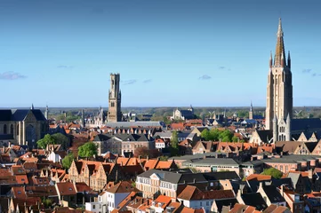 Foto op Aluminium Panorama van luchtfoto van Brugge (Brugge), België © Savvapanf Photo ©