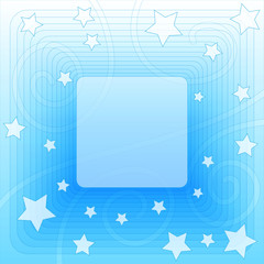 Blue background with stars and curls