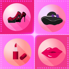 Flat women accesories icons