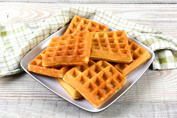 Plate of Fresh Made Waffles