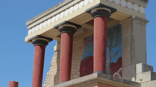 Red column gallery of  Knossos palace, Crete, Greece