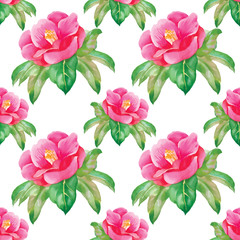 Seamless floral pattern with watercolor flowers and butterflies